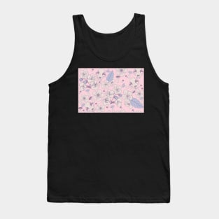 Cat Skulls and Mushrooms on Light Pink Tank Top